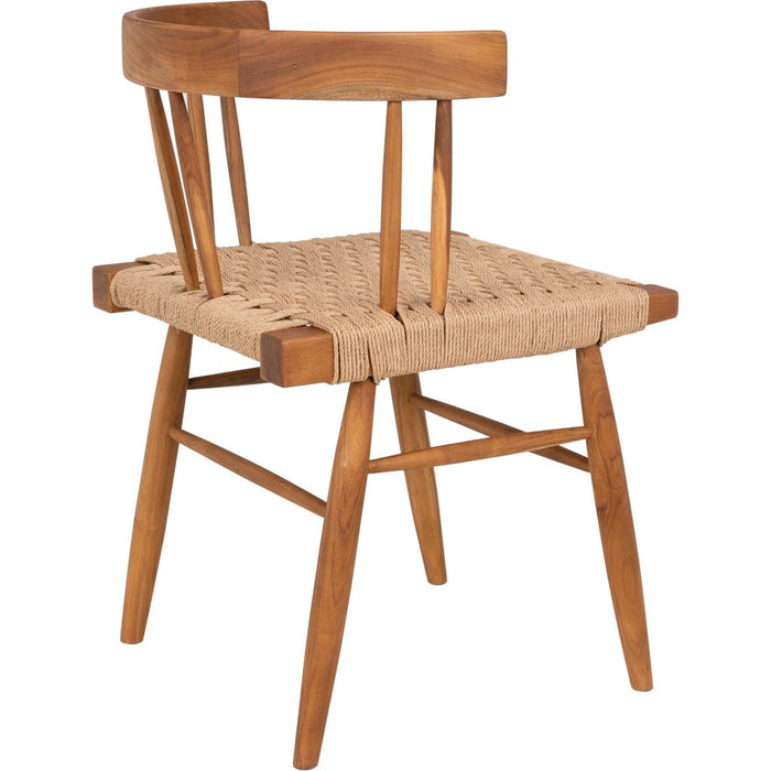 Noir Knox Dining Chair - Teak & Rope, 19" W