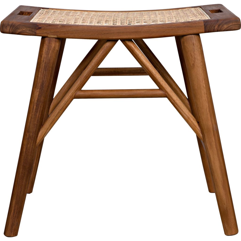 Noir Murphy Stool - Teak & Caning, 19" W