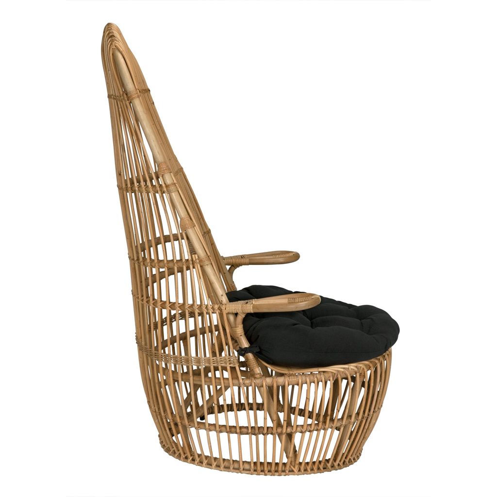 Noir Clementine Chair - Rattan & Black Cotton, 37" W