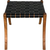 Noir Sparti Stool - Teak & Black Leather, 23.5" W