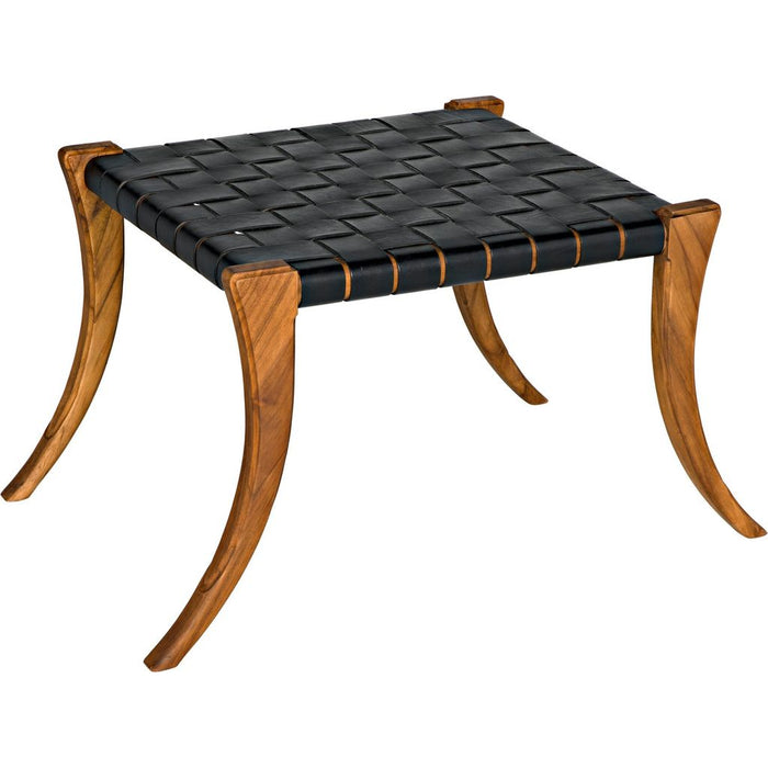 Primary vendor image of Noir Sparti Stool - Teak & Black Leather, 23.5" W