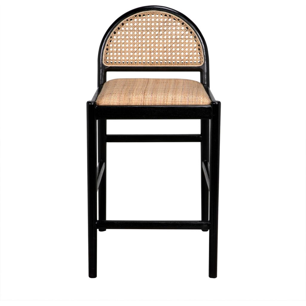 Noir Peter Counter Stool - Mindi, Caning & Rattan, 18" W