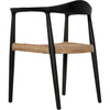 Noir Dallas Dining Chair, Black Burnt w/ Rattan, 25" W