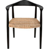 Noir Dallas Dining Chair, Black Burnt w/ Rattan, 25" W