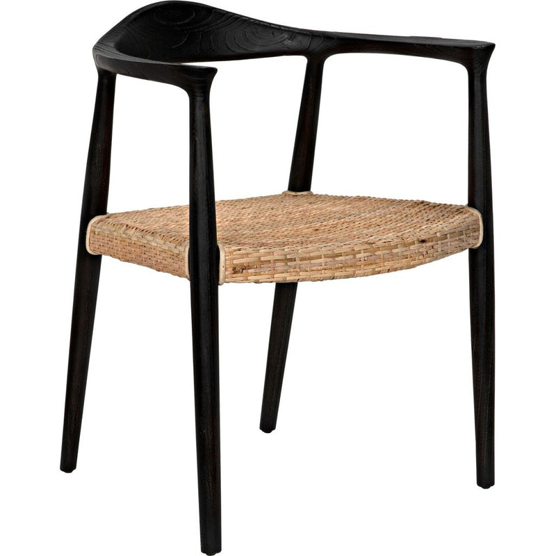 Primary vendor image of Noir Dallas Dining Chair, Black Burnt w/ Rattan, 25