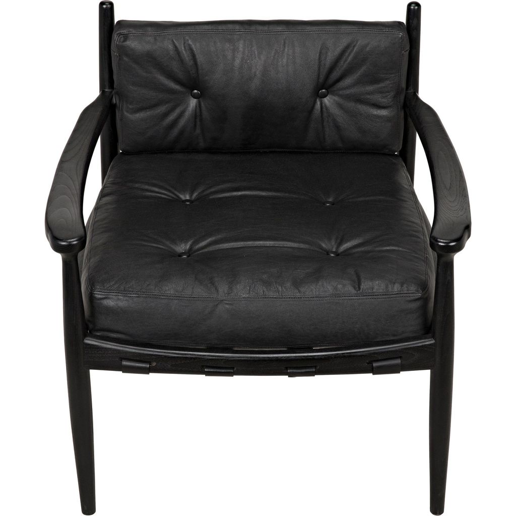 Noir Fogel Lounge Chair, Charcoal Black - Sungkai/Mindi & Leather, 31" W