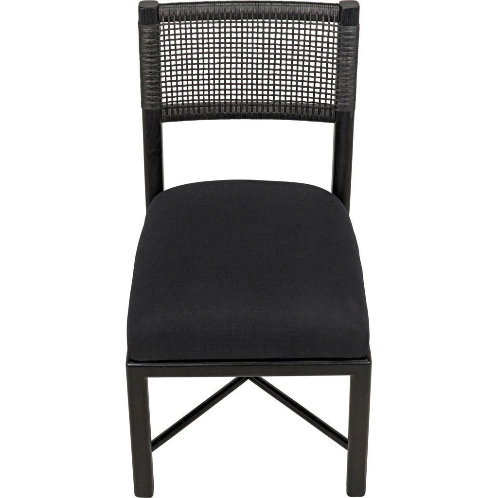 Noir Lobos Dining Chair, Charcoal Black - Sungkai/Mindi, 18" W