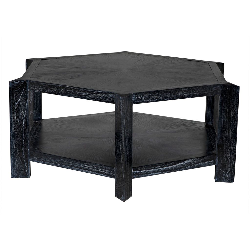 Noir Yuhuda Coffee Table, Cinder Black - Mindi & Veneer, 46"