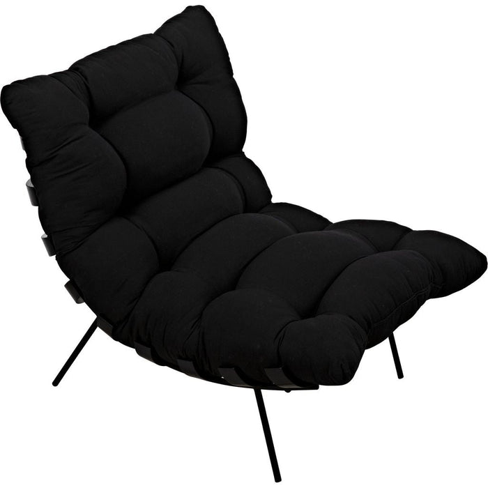Noir Hanzo Chair w/ Steel Legs, Charcoal Black, 32" W
