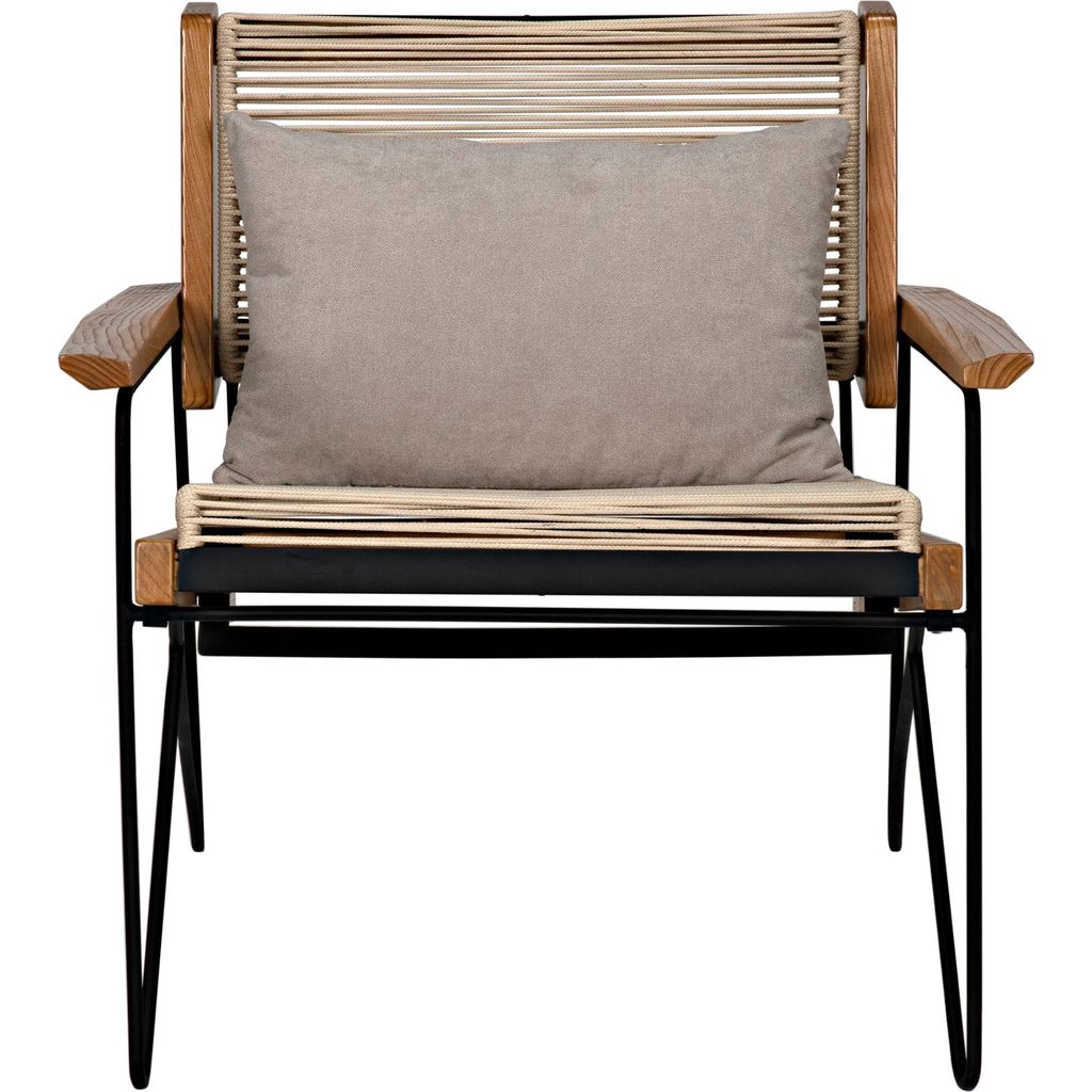 Noir Benson Chair - Teak, Industrial Steel, & Rope, 30" W