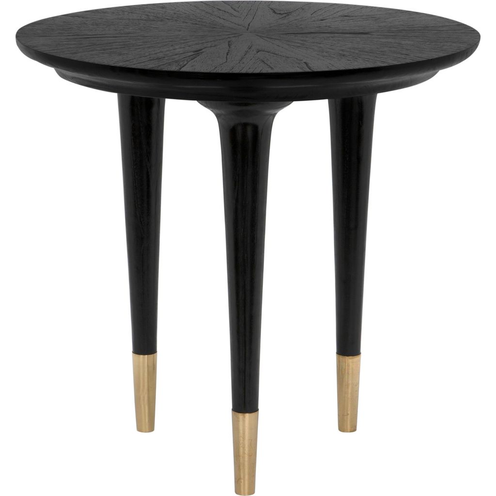 Noir Maganini Side Table - Sungkai/Mindi & Brass Caps, 25"