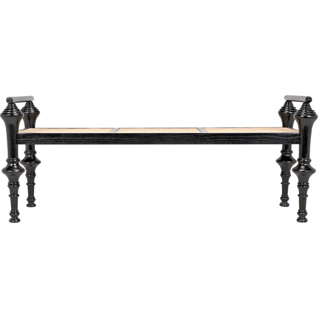 Noir Indochine Bench - Sungkai/Mindi & Caning, 65" W