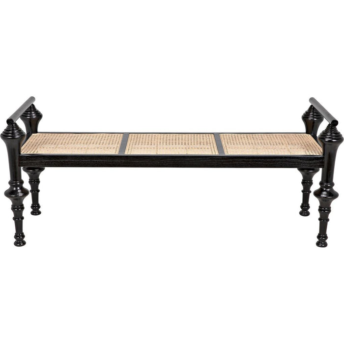 Noir Indochine Bench - Mindi & Caning, 65" W