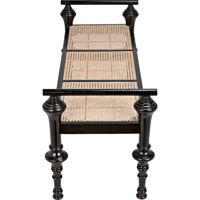 Noir Indochine Bench - Mindi & Caning, 65" W