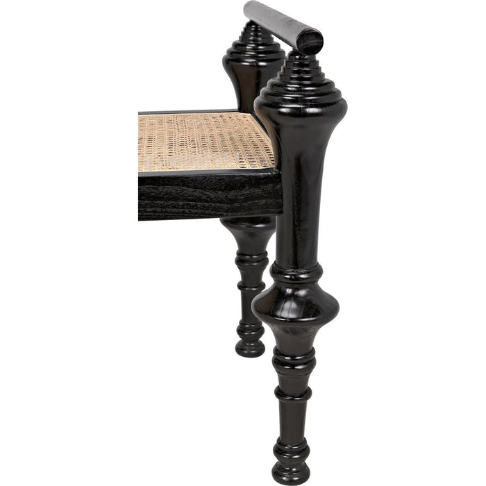 Noir Indochine Bench - Mindi & Caning, 65" W