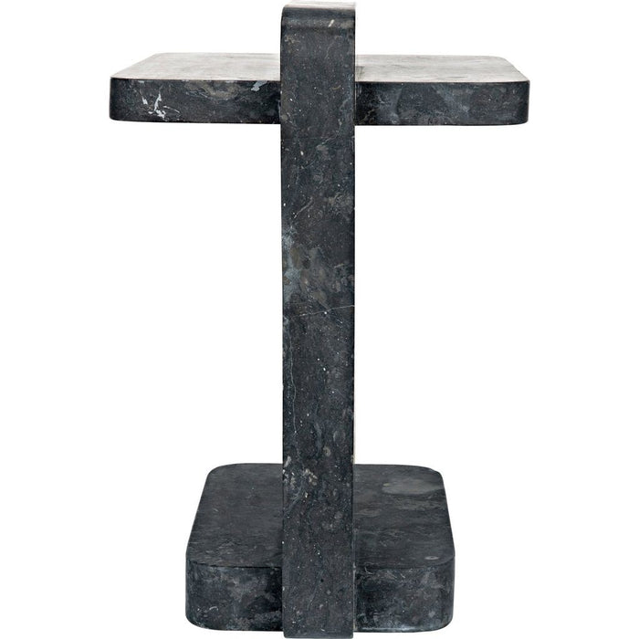 Noir North Side Table, Black Marble, 15"
