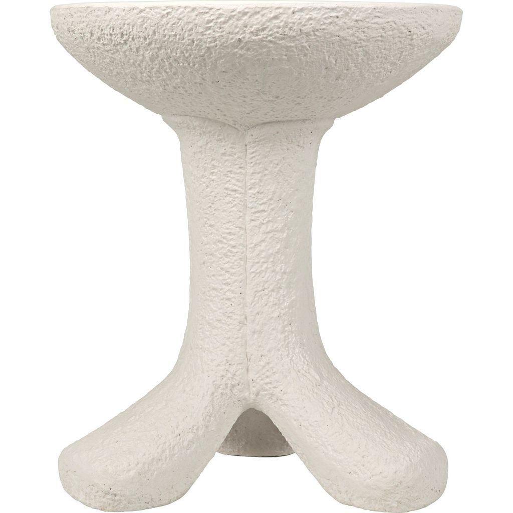 Noir Laramy Side Table, White Fiber Cement, 20"