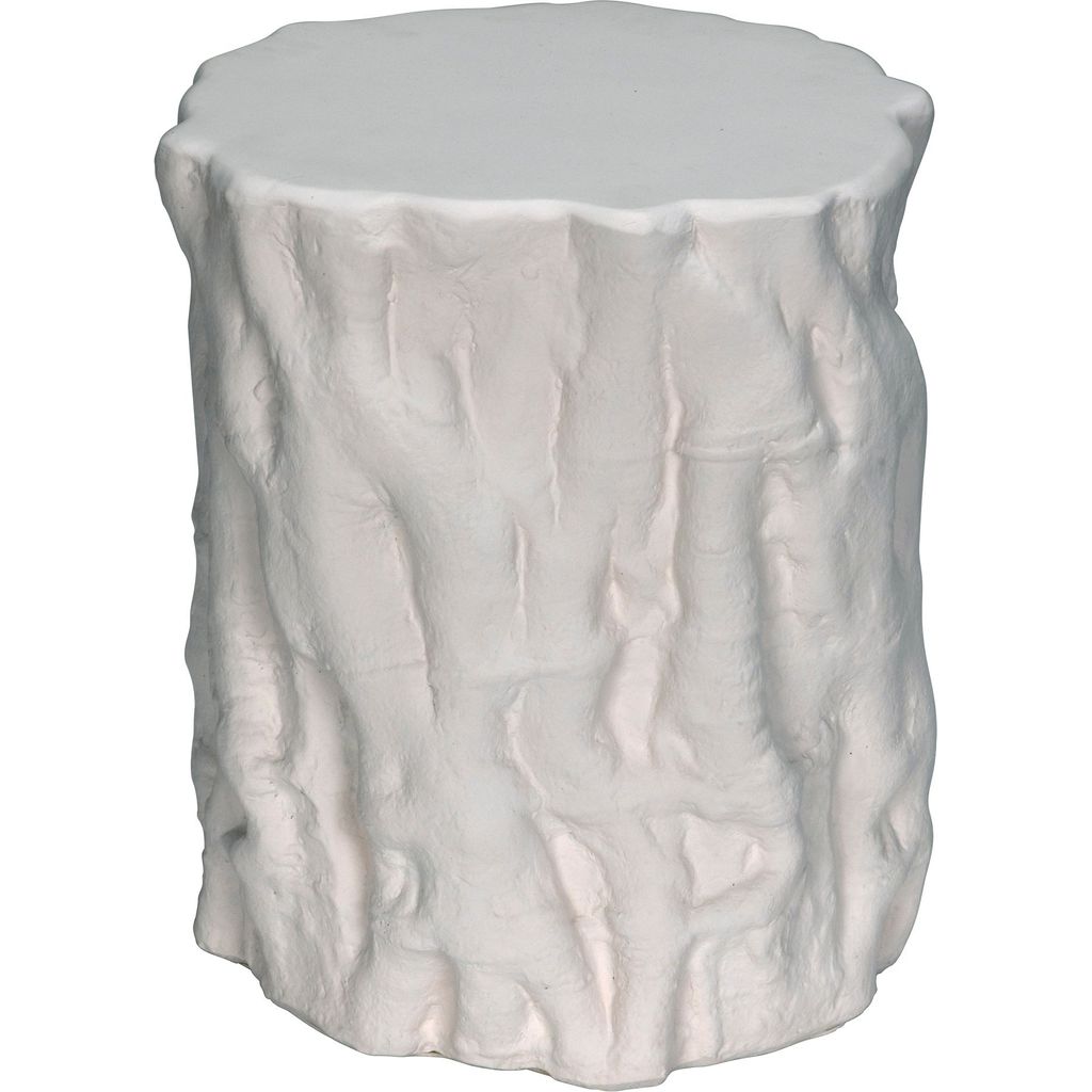 Noir Damono Stool/Side Table, White Fiber Cement, 16"