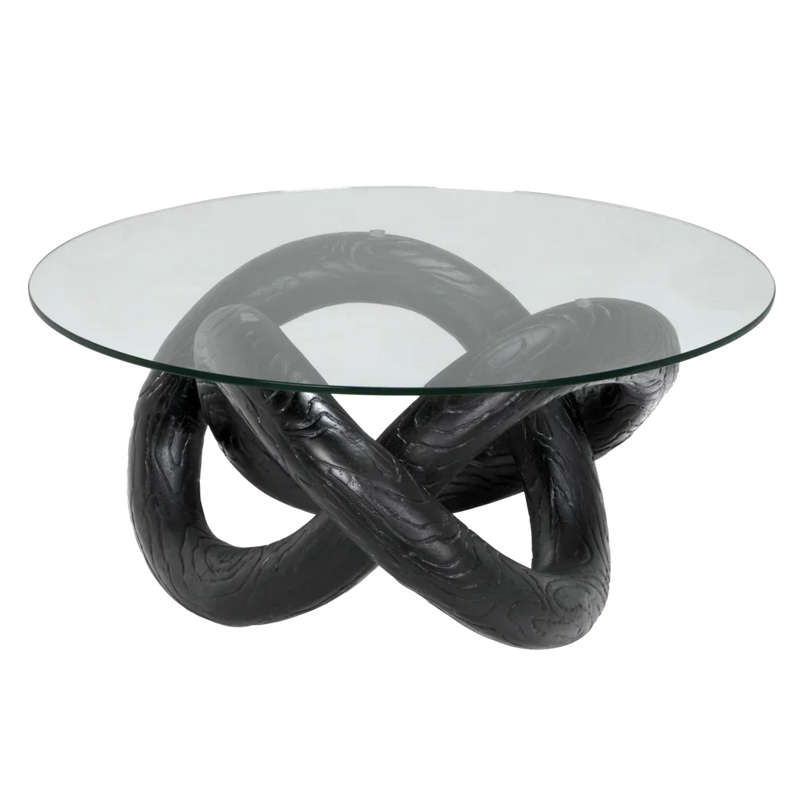 Primary vendor image of Noir Phobos Coffee Table w/ Glass, Black Resin, 35