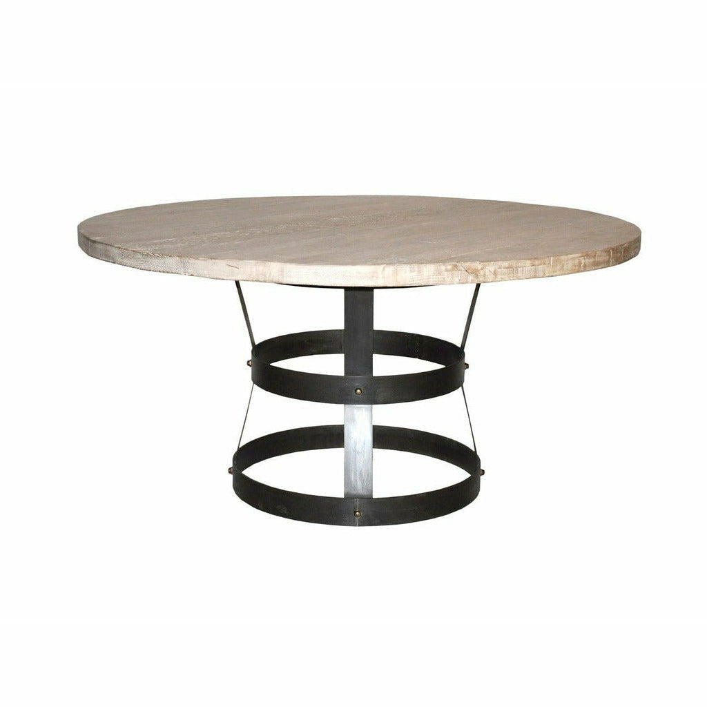 CFC Basket Reclaimed Lumber Top Round Dining Table, 54" Dia.