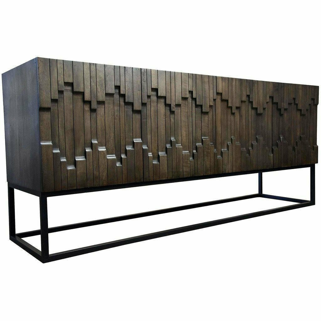 CFC Catherine Hand-Carved Buffet, Walnut & Steel, Light Shellac-Buffets-CFC-Heaven's Gate Home, LLC