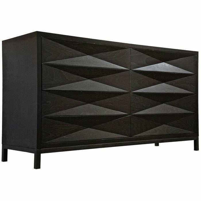 CFC Diamante 8-Drawer Walnut/Steel Dresser, Black Shellac-Dressers-CFC-Heaven's Gate Home, LLC