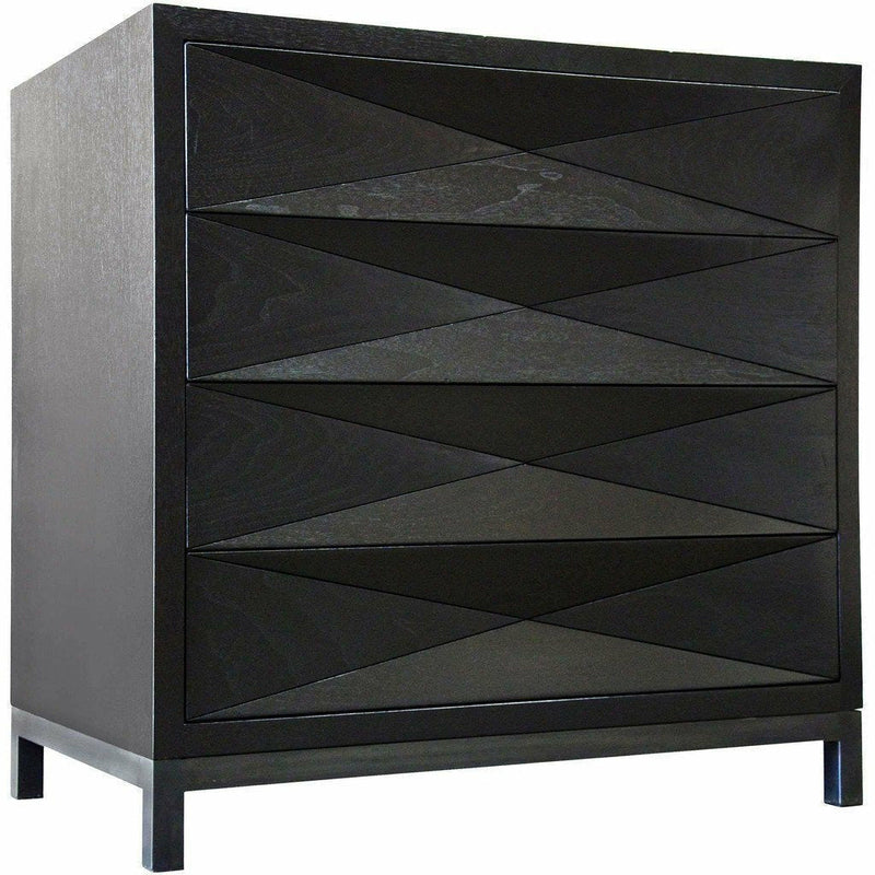 CFC Diamante Nightstand, Walnut/Steel Base, Black Shellac-Nightstands-CFC-Heaven's Gate Home, LLC