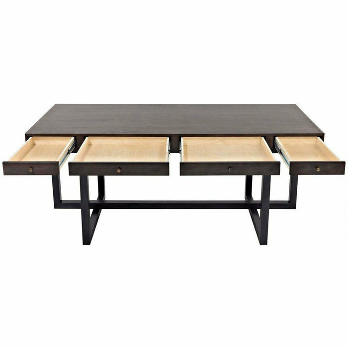 CFC Maddox 4-Drawer Desk, Walnut/Steel, Light Shellac-Desks-CFC-Heaven's Gate Home, LLC