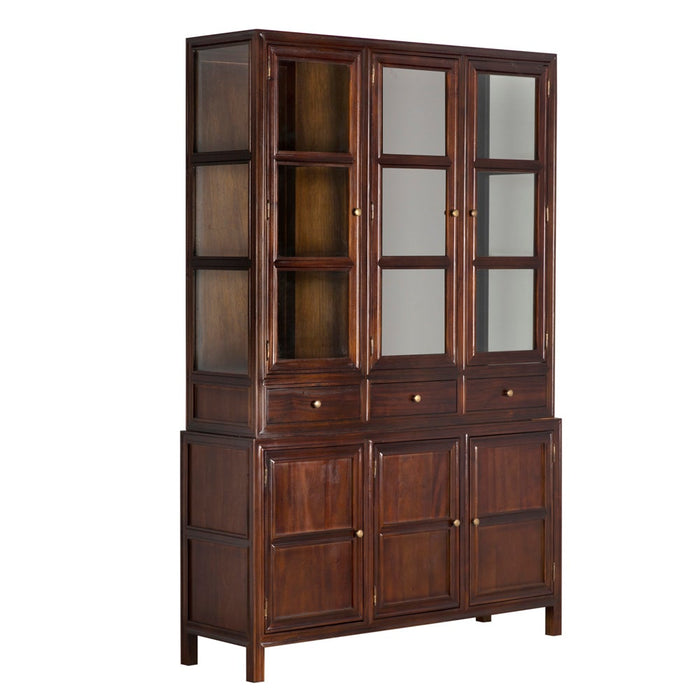 Primary vendor image of Noir Colonial Hutch, Hand Rubbed Brown - Mahogany, Glass, Veneer, Brass pulls, 60" W