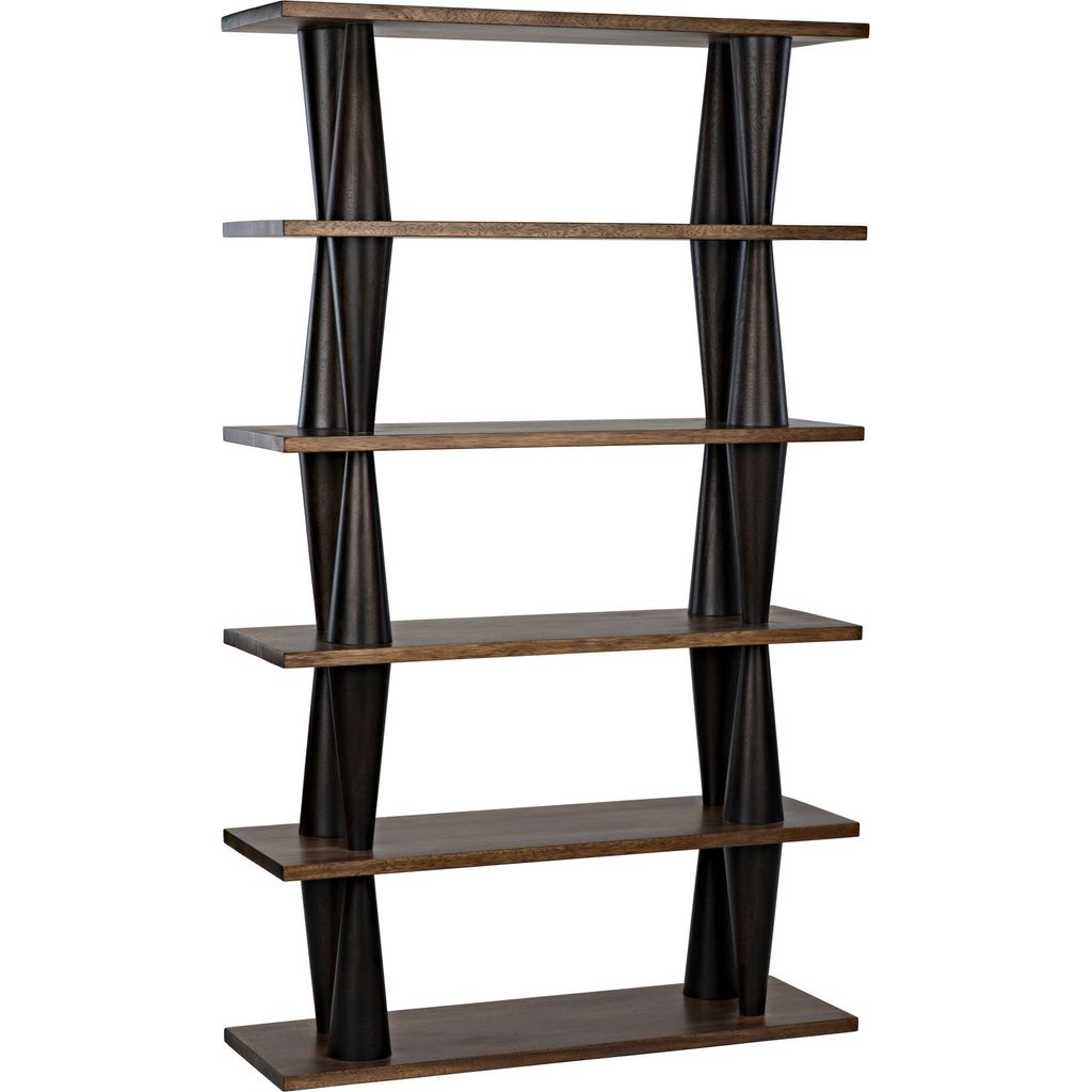 Noir Mood Bookcase, Ebony & Dark Walnut, 46" W