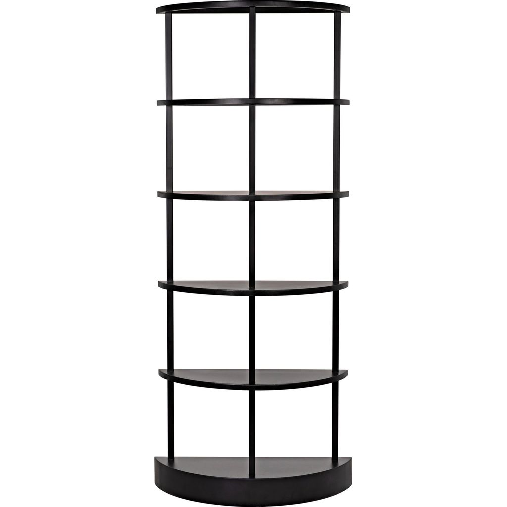 Noir Spago Bookcase, Black Metal - Industrial Steel, 31.5" W
