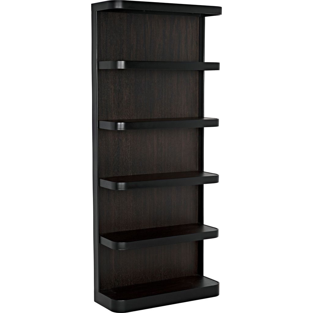 Primary vendor image of Noir Dido Bookcase, Black Metal - Industrial Steel & Walnut, 32" W