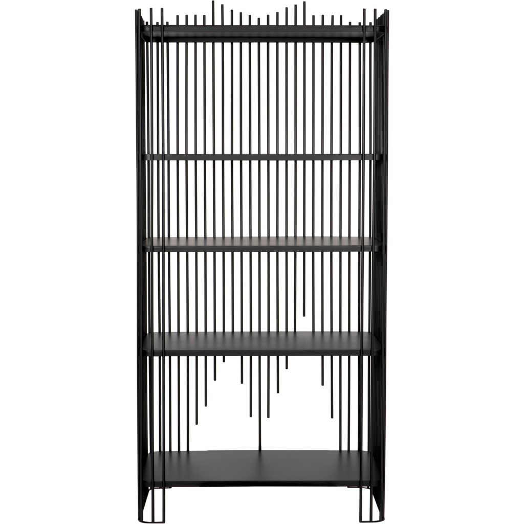 Noir Mila Bookcase - Industrial Steel, 36" W