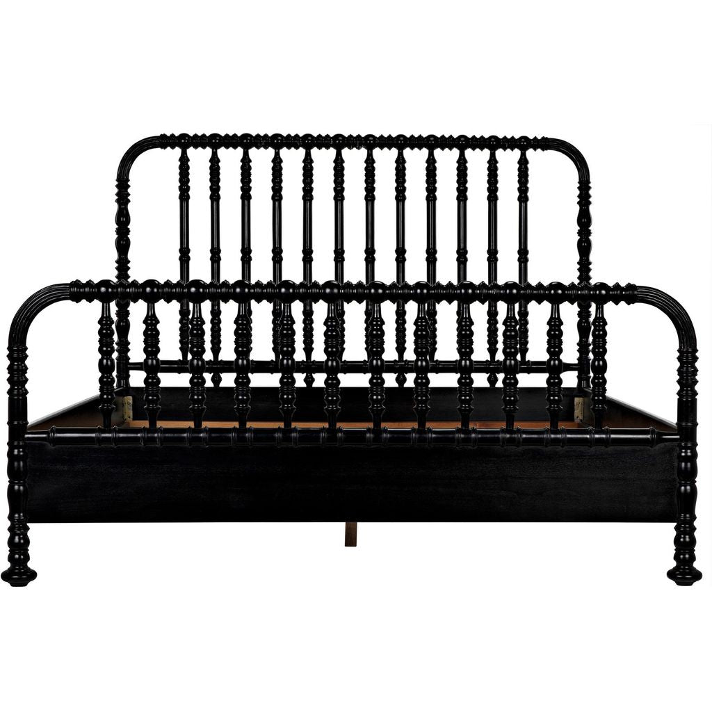 Noir Bachelor Bed, Eastern King, Hand Rubbed Black - Mahogany