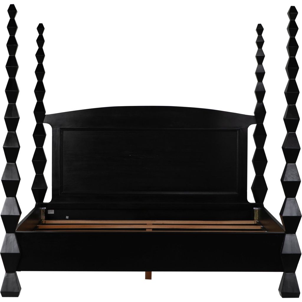 Noir Brancusi Bed, Eastern King, Hand Rubbed Black - Mahogany