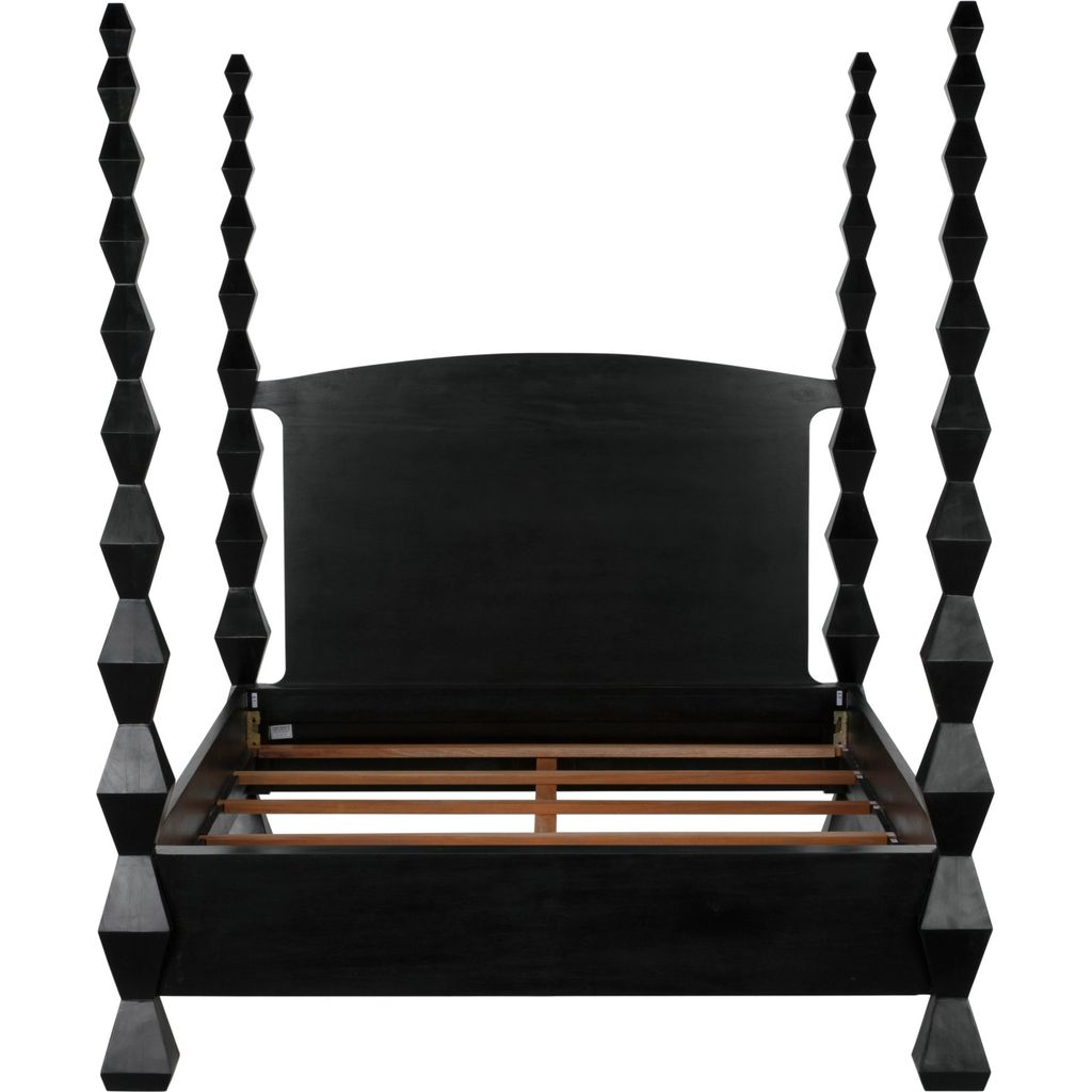 Noir Brancusi Bed, Queen, Hand Rubbed Black - Mahogany