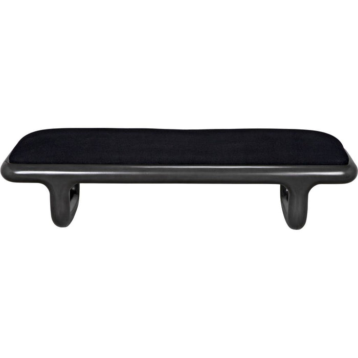 Noir Sigmund Bench - Mahogany & Black Cotton, 70.5" W