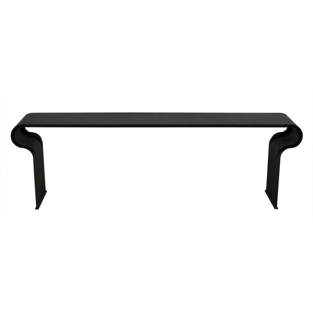 Noir Jabali Bench - Industrial Steel & Glass, 59.5" W