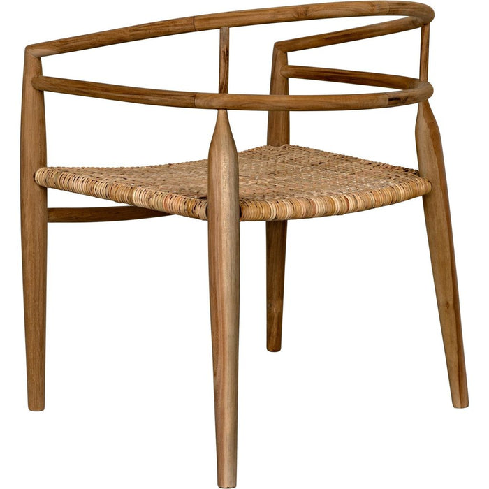 Noir Finley Dining Chair w/ Rattan, Teak, 26.5" W
