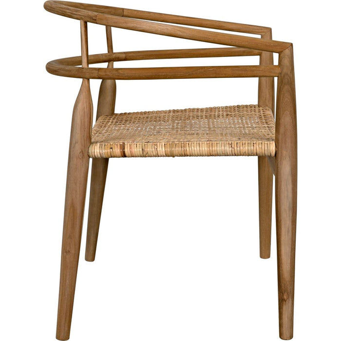 Noir Finley Dining Chair w/ Rattan, Teak, 26.5" W