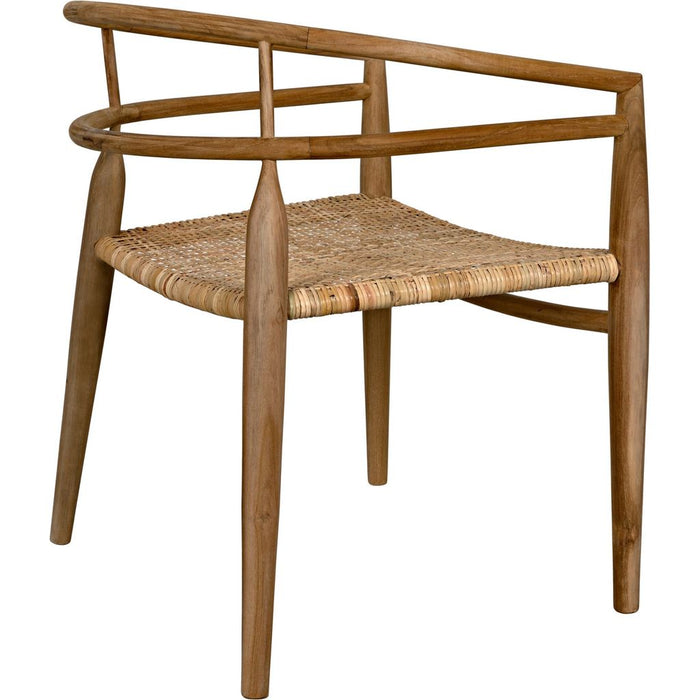 Noir Finley Dining Chair w/ Rattan, Teak, 26.5" W