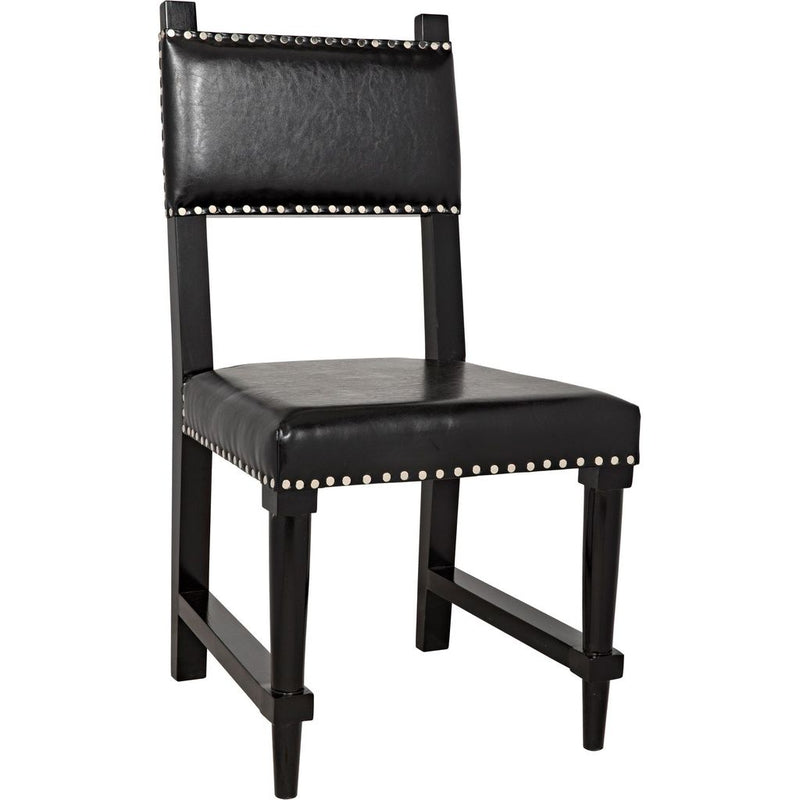 Primary vendor image of Noir Kerouac Dining Chair w/ Leather, Distressed Black, 19.5