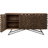 Noir New York Sideboard, Petite - Fir, Industrial Steel Base, & Veneer, 66" W