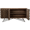 Noir New York Sideboard, Petite - Fir, Industrial Steel Base, & Veneer, 66" W