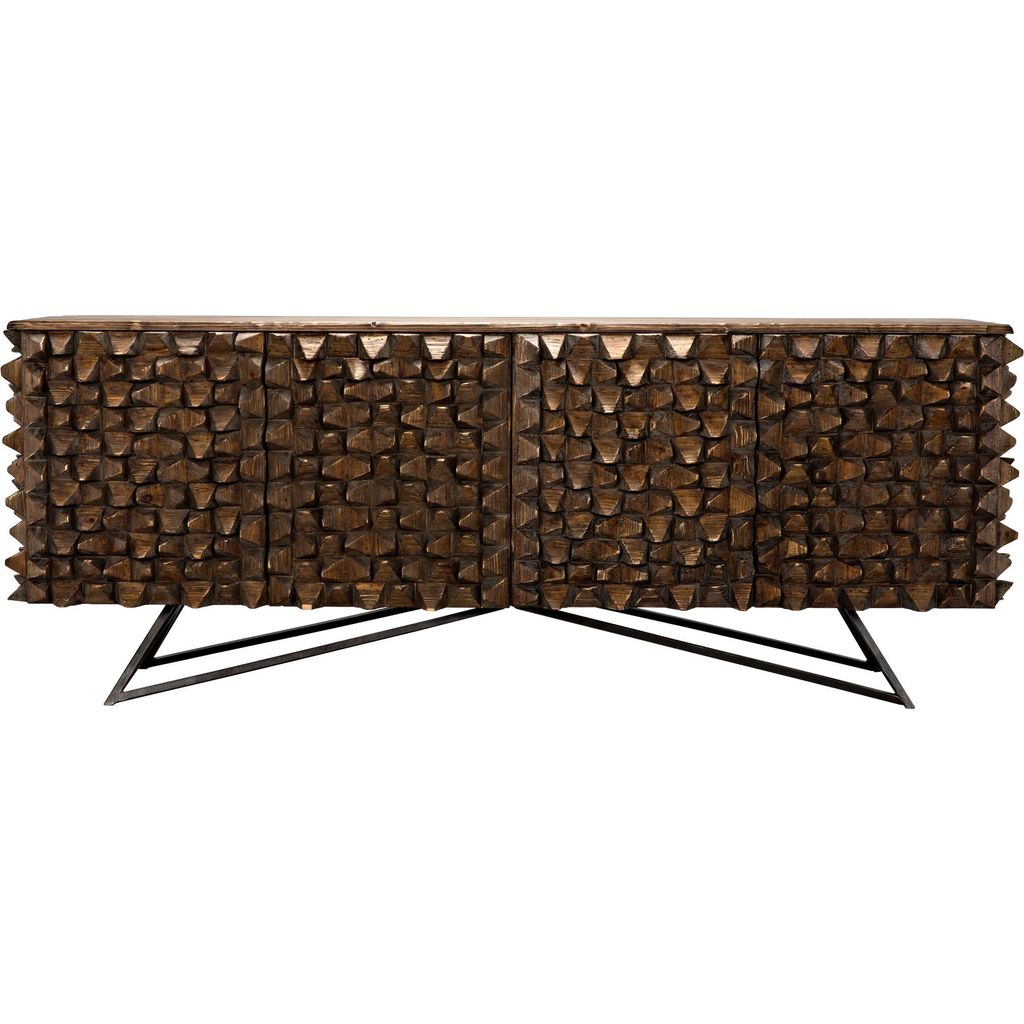 Primary vendor image of Noir New York Sideboard - Fir, Industrial Steel Base, & Veneer, 87" W