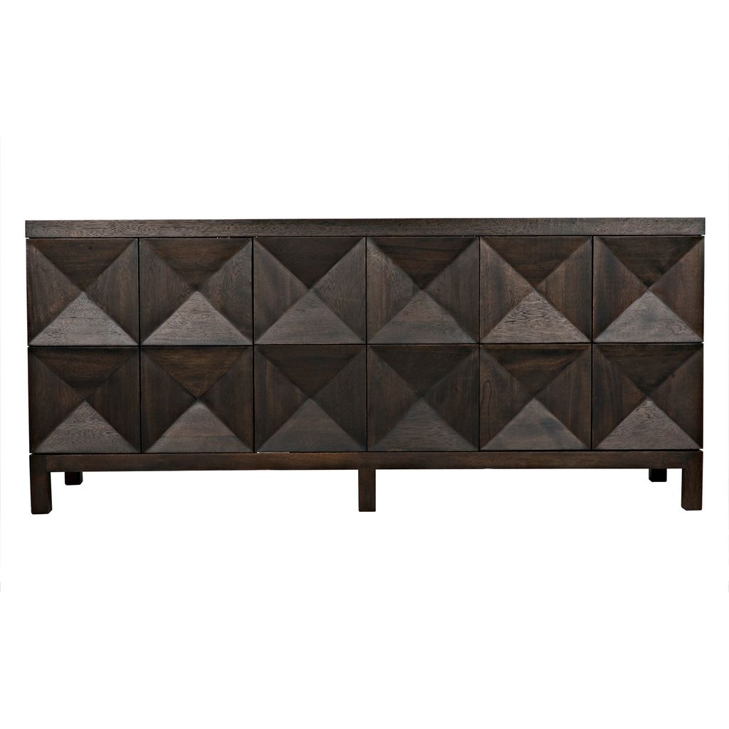 Noir Quadrant 3 Door Sideboard, Ebony Walnut, 75.5" W