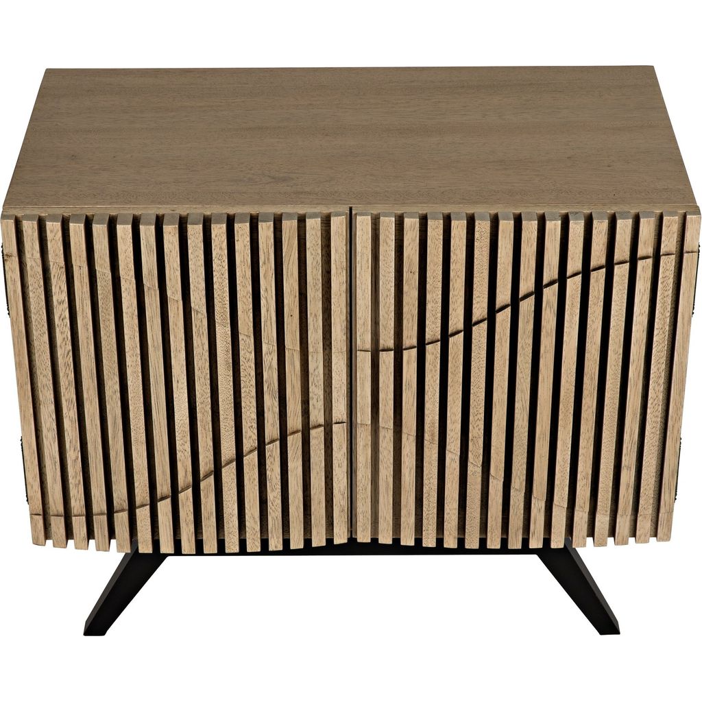 Noir Illusion Single Sideboard w/ Steel Base, Bleached Walnut, 40" W