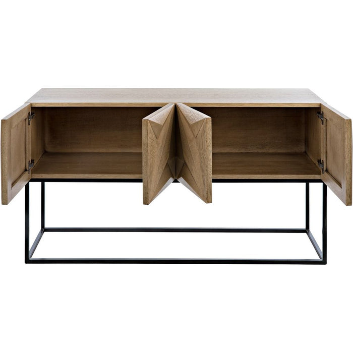 Noir Zurich Console, Bleached Walnut w/ Steel, 60" W