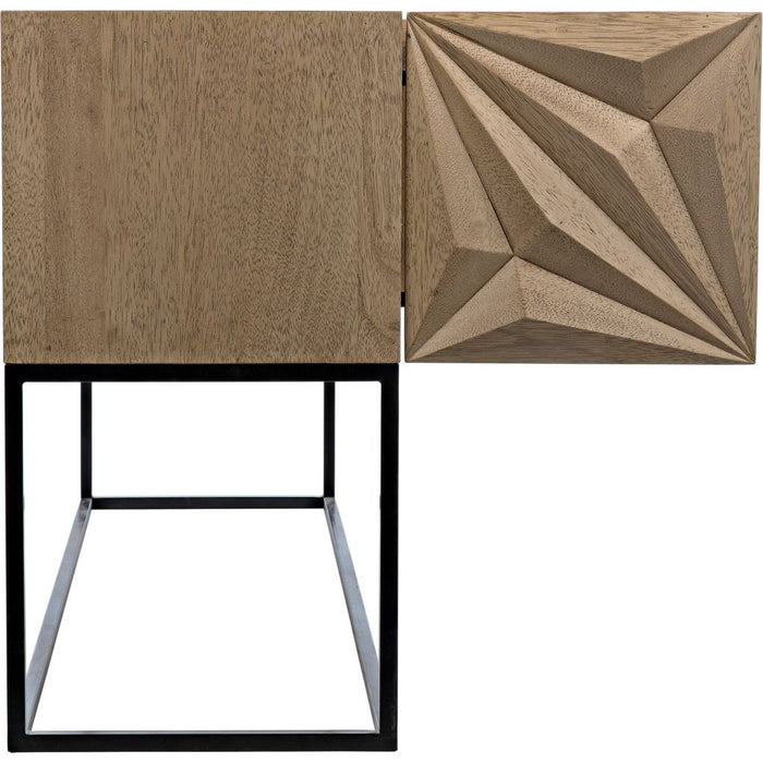 Noir Zurich Console, Bleached Walnut w/ Steel, 60" W