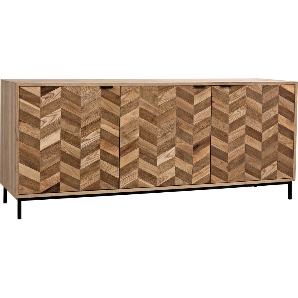 Primary vendor image of Noir Herringbone Sideboard - Walnut, Industrial Steel, & Veneer, 76.5" W